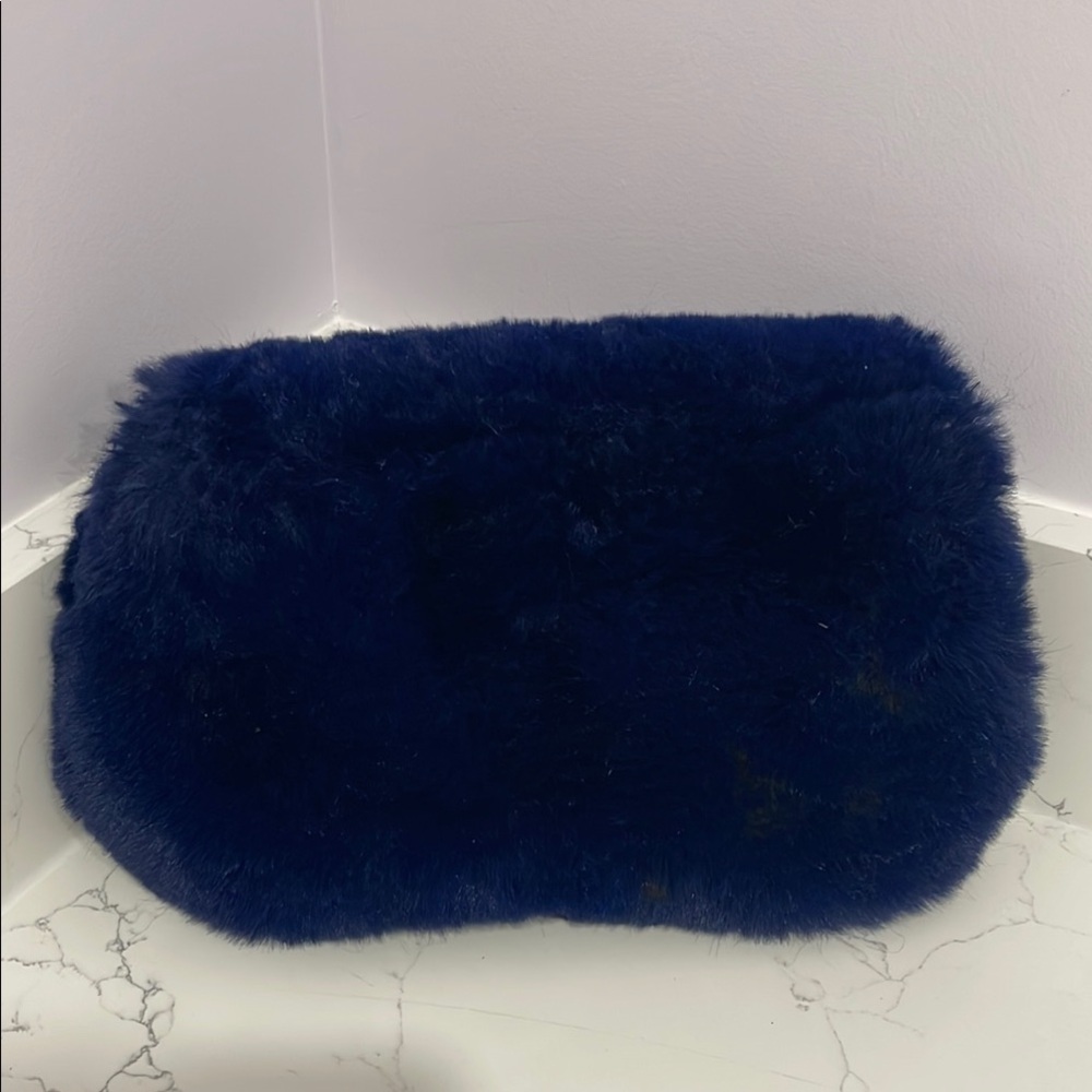 Faux Fur Bag - Navy
